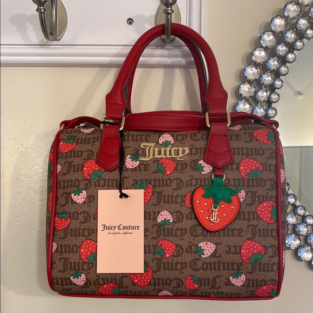 NEW🍓❤️🍓❤️!!! Juicy Couture Red and Brown Satchel with Monogram Print